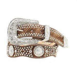 Nakoma genuine leather/fur cow belt